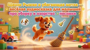 🐶🧹 Щенок Рыжик и убегающая метла — весёлая аудиосказка для малышей про уборку и озорство ✨🐾