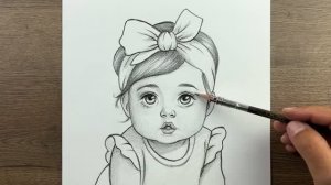 Как легко нарисовать девочку младенца карандашом, пошаговый урок рисования