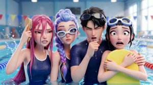 Урок плавания превратился в ХАОС! 😱🏊♀️ | Школа охотников на демонов в стиле K-pop