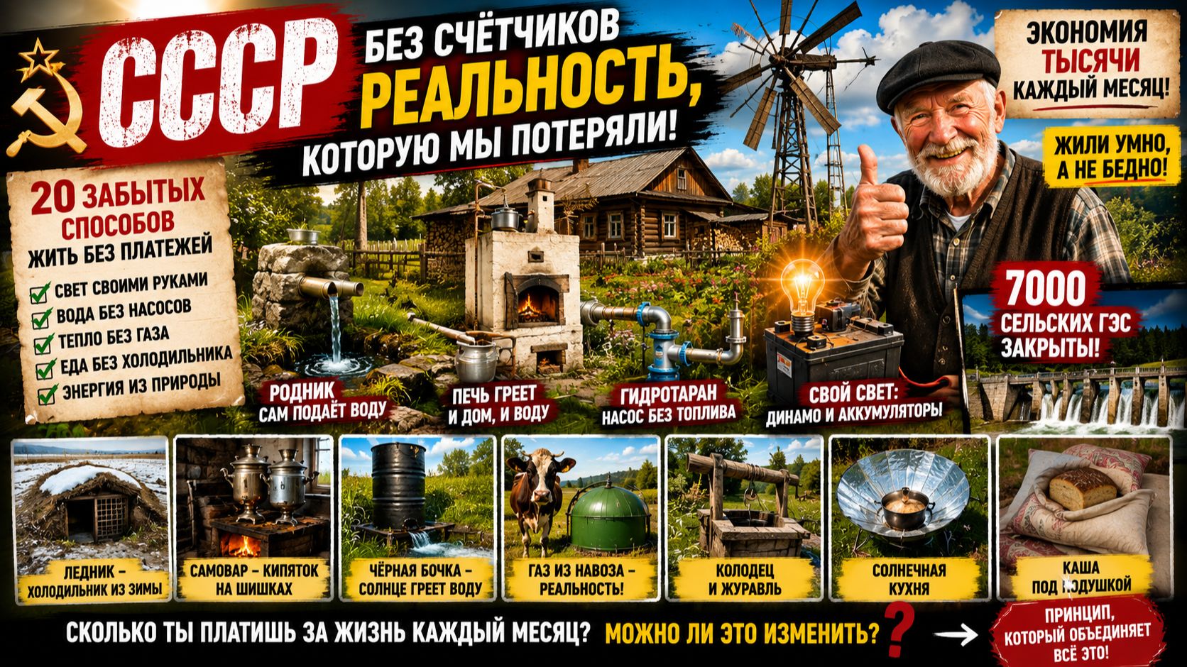 🚨 20 ХИТРОСТЕЙ ИЗ СССР, КОТОРЫЕ СЭКОНОМЯТ ТЫСЯЧИ! 💥 Наши деды не платили за воду и электричество!