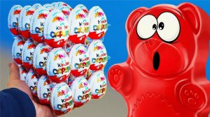 ЧТО ВНУТРИ 36 КИНДЕРОВ? ПОЛНАЯ РАСПАКОВКА С ЖЕЛЕЙНЫМ МЕДВЕДЕМ ВАЛЕРОЙ!