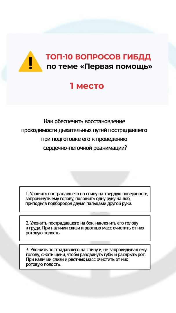 Топ-10 самых сложных вопросов ГИБДД по теме «Оказание первой помощи». Вопрос 1/10.