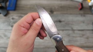 208. Заточка складного ножа из дамасской стали.