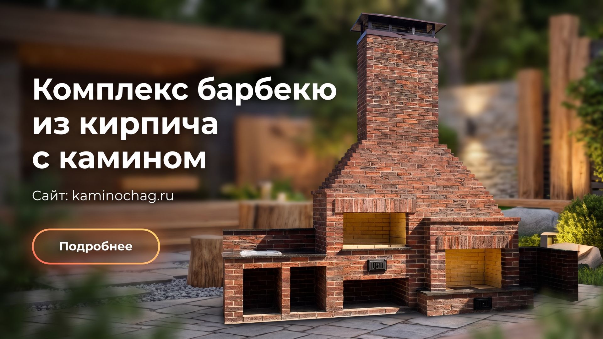 Комплекс барбекю из кирпича с камином