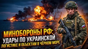 🎯Минобороны РФ показало удары по украинской логистике и объектам в Чёрном море