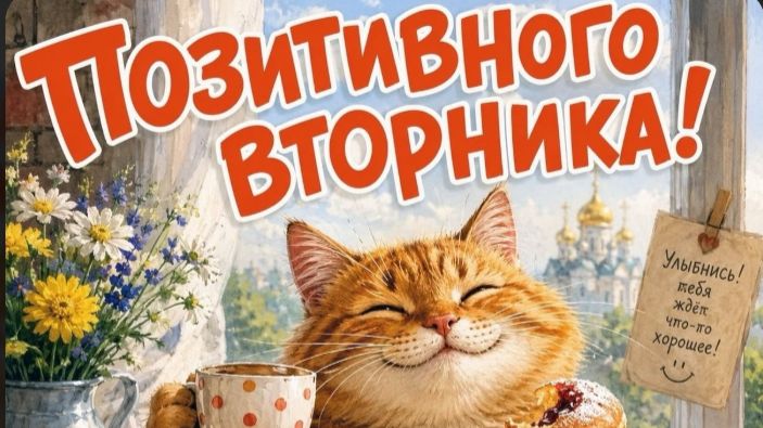 Доброе утро вторника — красивая открытка с пожеланиями для удачного дня ☀️