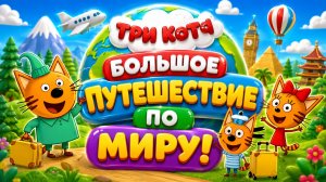 🔴🐱🌍 Три Кота — Большое Путешествие По Миру! ✈️  Развивающий Мультфильм Для Малышей
