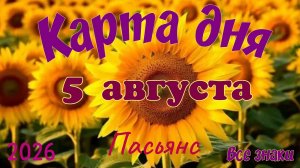 Карта дня🍉5 августа 🐞☘️Пасьянс. Тайм-код в описании 🦢