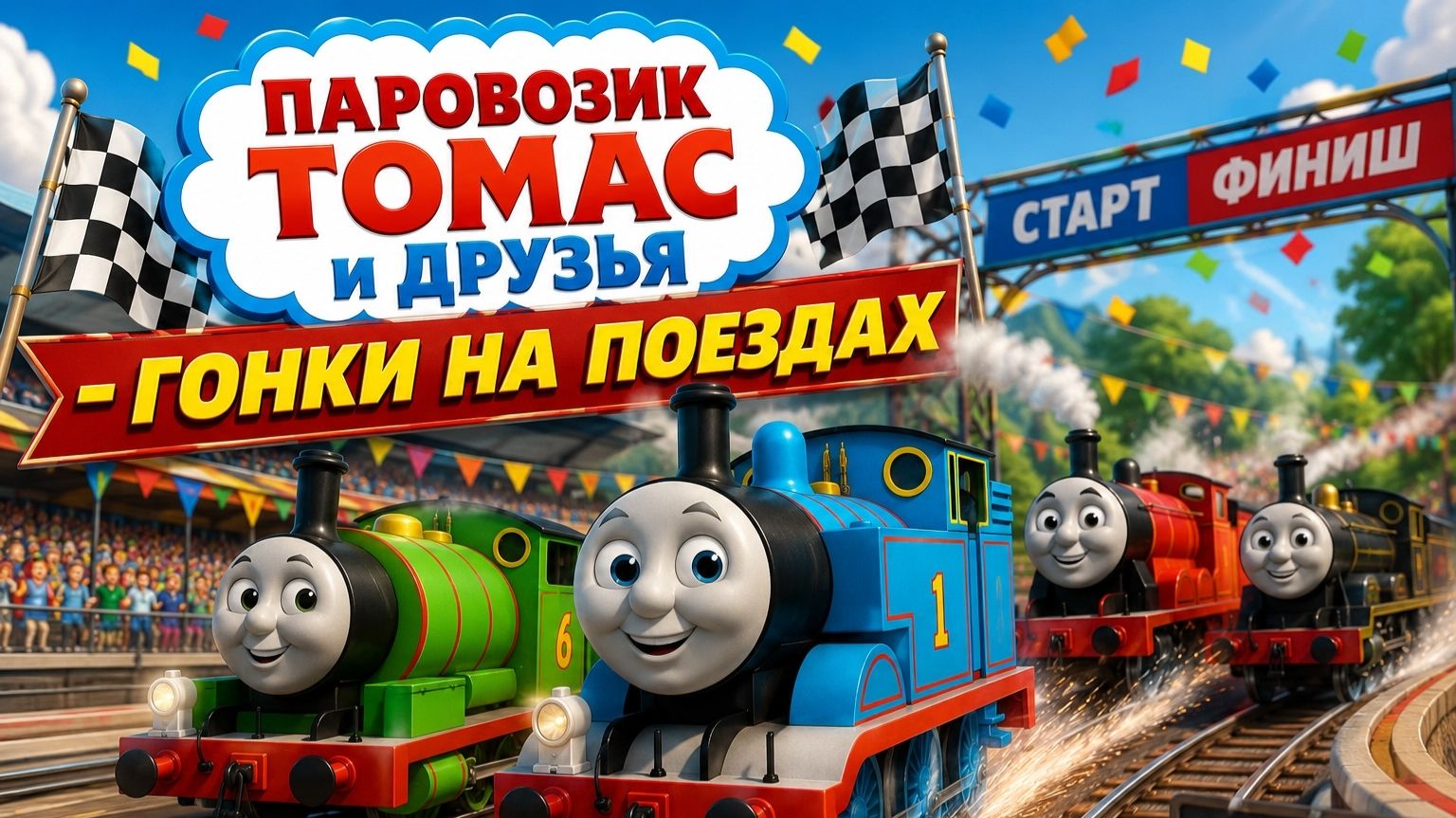 Паровозик Томас! Собираем Пазлы С Друзьями Паровозиками!
