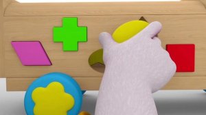 Бетти и Банни играют с деревянными фигурками грузовика - Обучающие видео