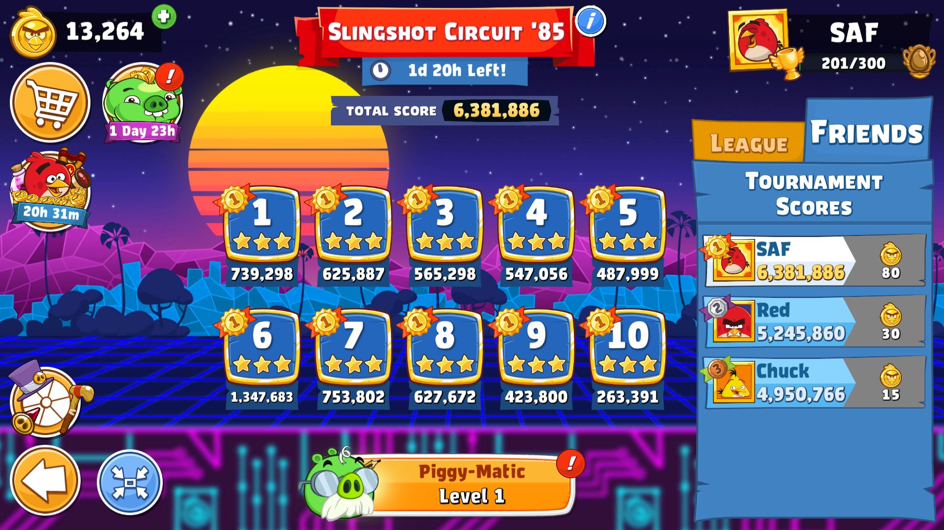 Angry Birds Friends. Slingshot Circuit '85 (03.08.2026). Все уровни 3 звезды. Прохождение от SAFa.
