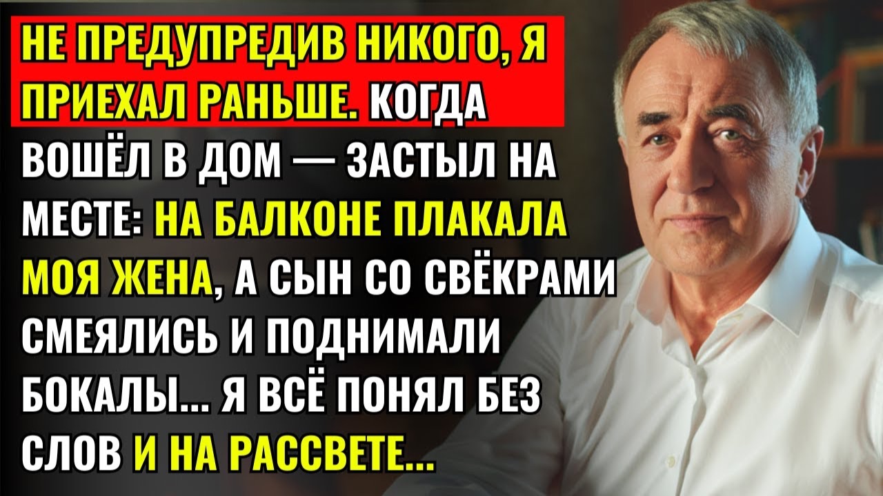 Я ВЕРНУЛСЯ ДОМОЙ РАНЬШЕ И УВИДЕЛ, КАК НА БАЛКОНЕ ПЛАЧЕТ МОЯ ЖЕНА, А СЫН СО СВЁКРАМИ СМЕЮТСЯ...