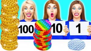 100 слоев еды _ Дорогая vs Дешевая еда Челлендж