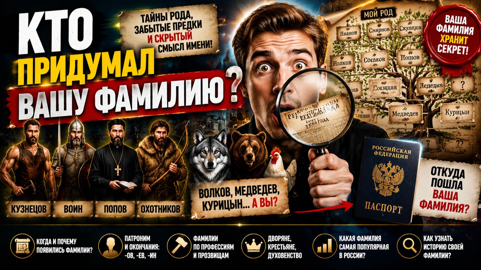 🧬 КТО ПРИДУМАЛ ВАШУ ФАМИЛИЮ? 😱 Тайны рода, забытые предки и скрытый смысл имени