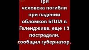 Три человека погибли при падении обломков БПЛА в Геленджике