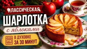 Классическая шарлотка с яблоками в духовке за 30 минут