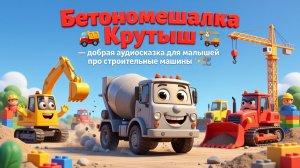 🚛🏗️ Бетономешалка Крутыш — добрая аудиосказка для малышей про строительные машины ✨🏗️