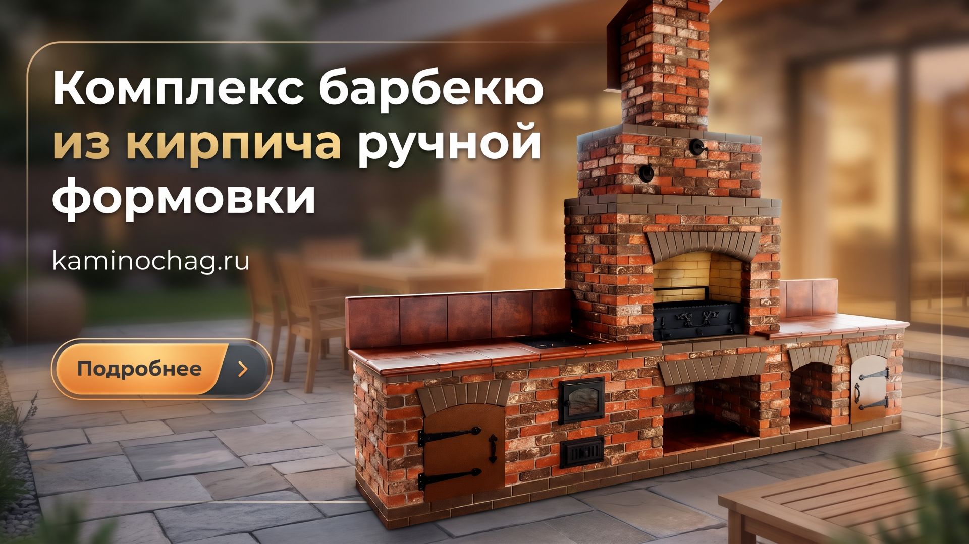 Комплекс барбекю из кирпича ручной формовки