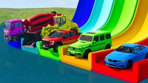 Мультик_ Машины против Глубокой Воды — Цветная Горка и Перевозка на Тралах BeamNG.drive