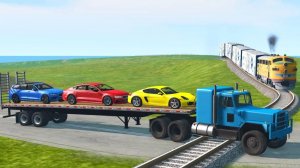 Мультик_ Грузовик против поезда — эпичное столкновение на переезде в BeamNG.drive