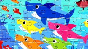 Беби Шарк играют вместе собираем пазлы для детей с веселыми акулами Shark Family Baby Shark