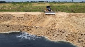 Amazing Job With Strong Powerful Shantui DH17C3 Bulldozer Pushing Soil Filling in Lowland Area