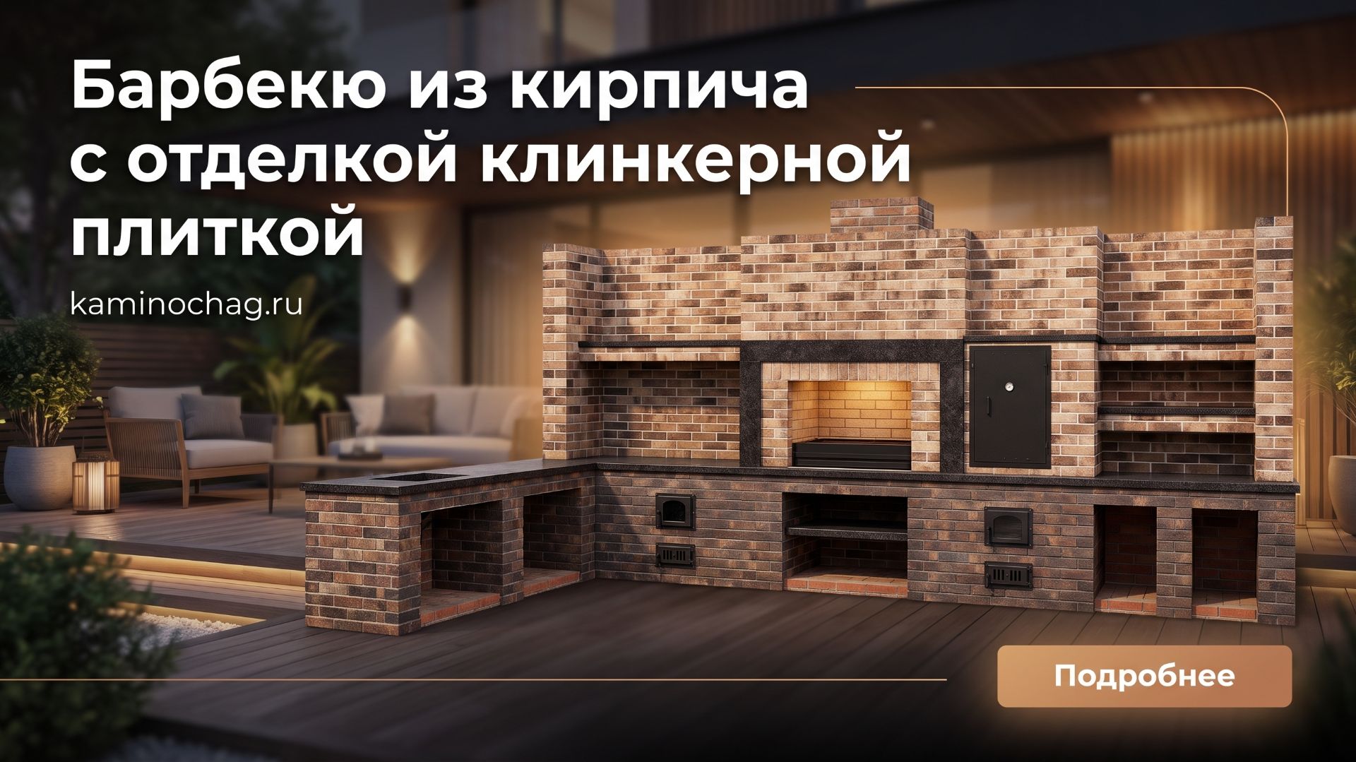 Барбекю из кирпича с отделкой клинкерной плиткой