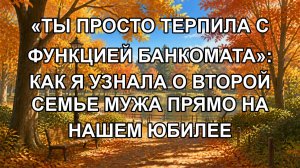 «ТЫ ПРОСТО ТЕРПИЛА С ФУНКЦИЕЙ БАНКОМАТА»: КАК Я УЗНАЛА О ВТОРОЙ СЕМЬЕ МУЖА ПРЯМО НА НАШЕМ ЮБИЛЕЕ