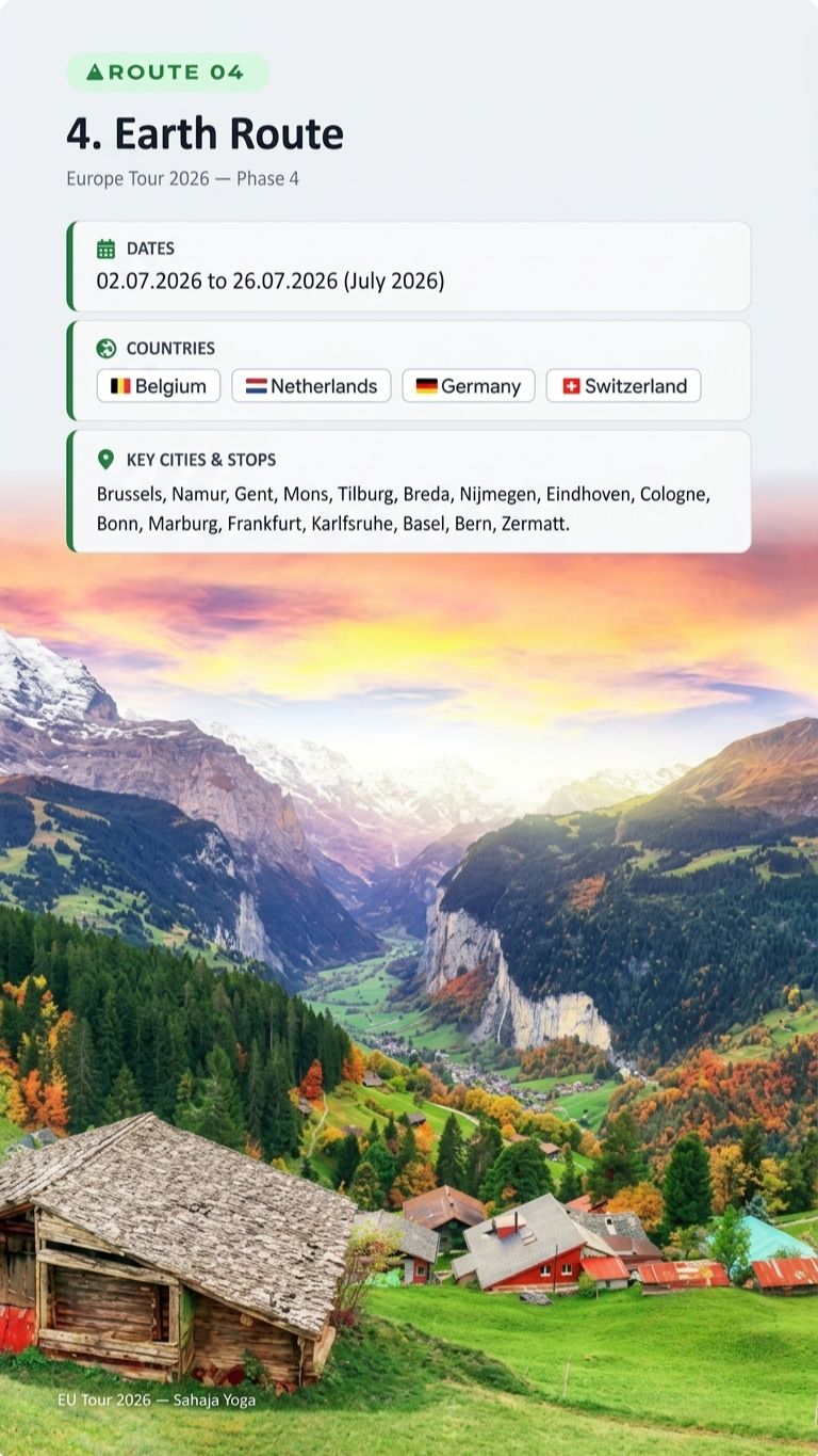 4 Earth Route Sahaja Yoga Europe Tour 2026