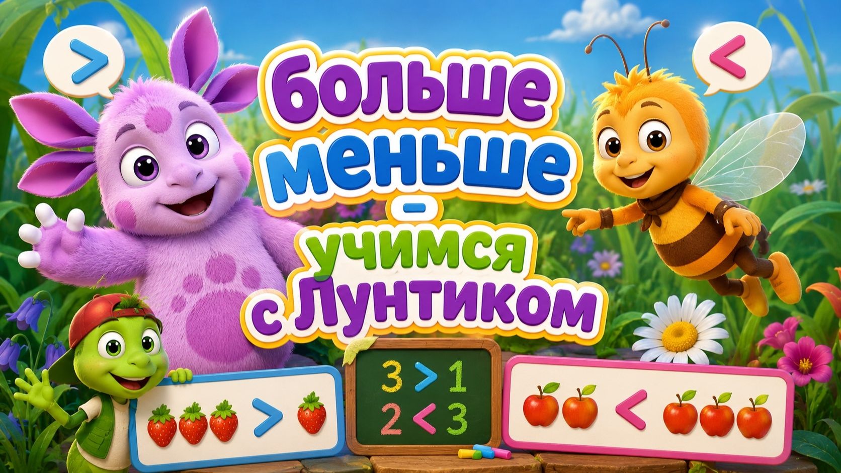 Лунтик! Мини игры! больше - меньше учимся вместе с Лунтиком