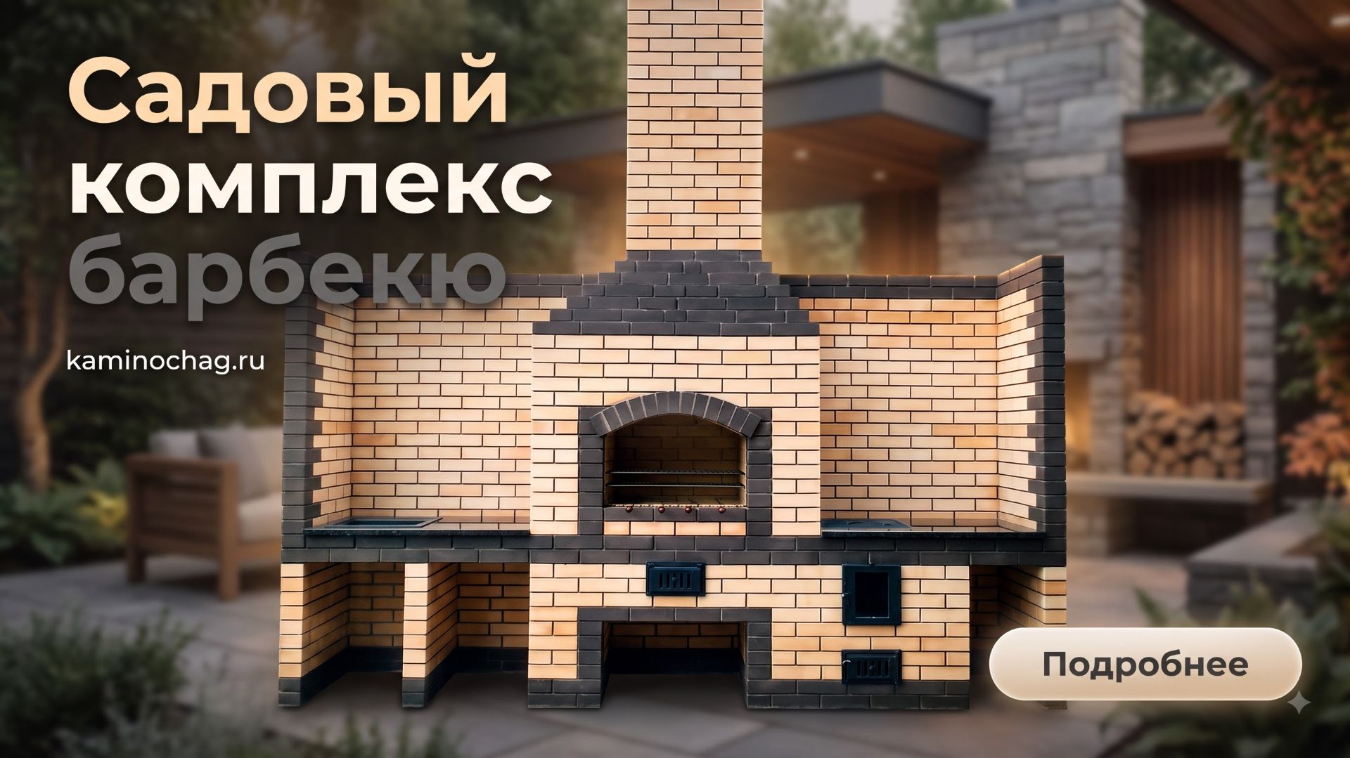 Садовый комплекс барбекю из кирпича