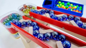 Гонка шариков: двойной волновой и гремящий склон HABA, кейс и грузовик HARIBO ASMR