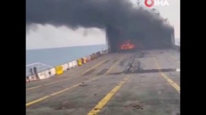 Кадры пожара и эвакуации с турецкого судна, атакованного ВСУ в Черном море