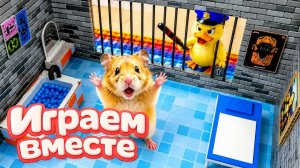 Хомячок проходит лабиринт - тюрьма для хомяка с УТОЧКОЙ! Приключения хомяка для детей
