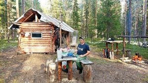 Спасаемся от жары в избе. Батя готовит ужин. Живем в лесу. Сплав по таежной реке. Ч2. (Архив)