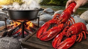 Я приготовил ролл с лобстером открытом огне на берегу реки. Кухня АСМР