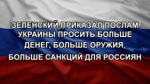 Зеленский приказал послам Украины просить больше денег, больше оружия, больше санкций для россиян