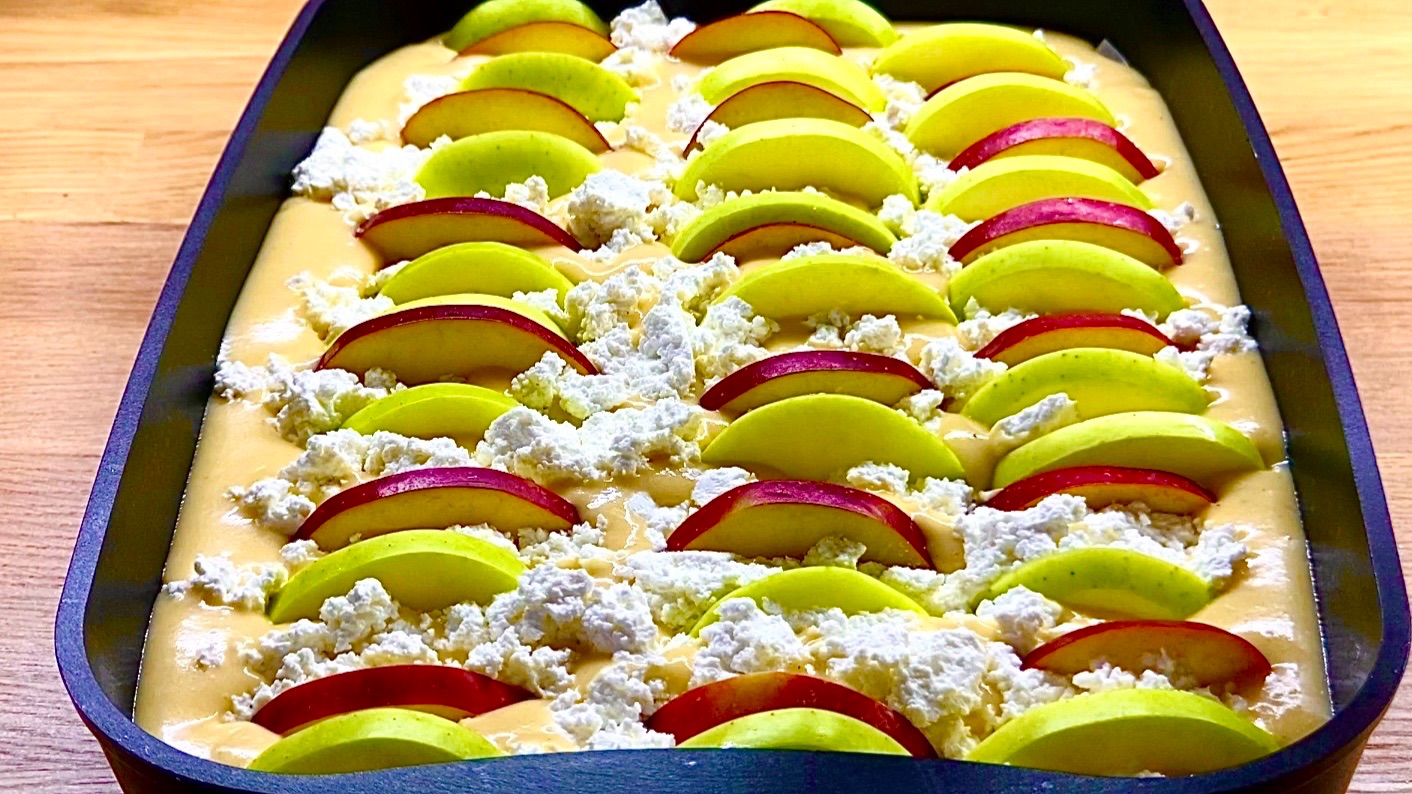 ЯБЛОКИ и ТВОРОГ ПИРОГ НА КЕФИРЕ 🍏 Нежный, тает во рту, за 5 МИНУТ ! БЫСТРО ПРОСТО ВКУСНО
