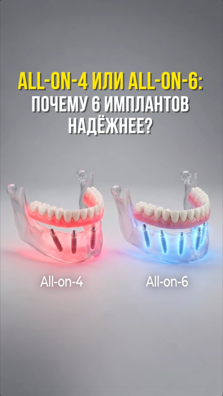 All-on-6 (все на шести имплантах): почему это надёжнее, чем All-on-4