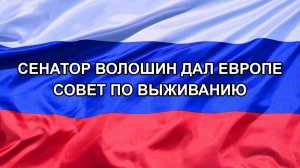 |Н. РФ| Сенатор Волошин дал Европе совет по выживанию