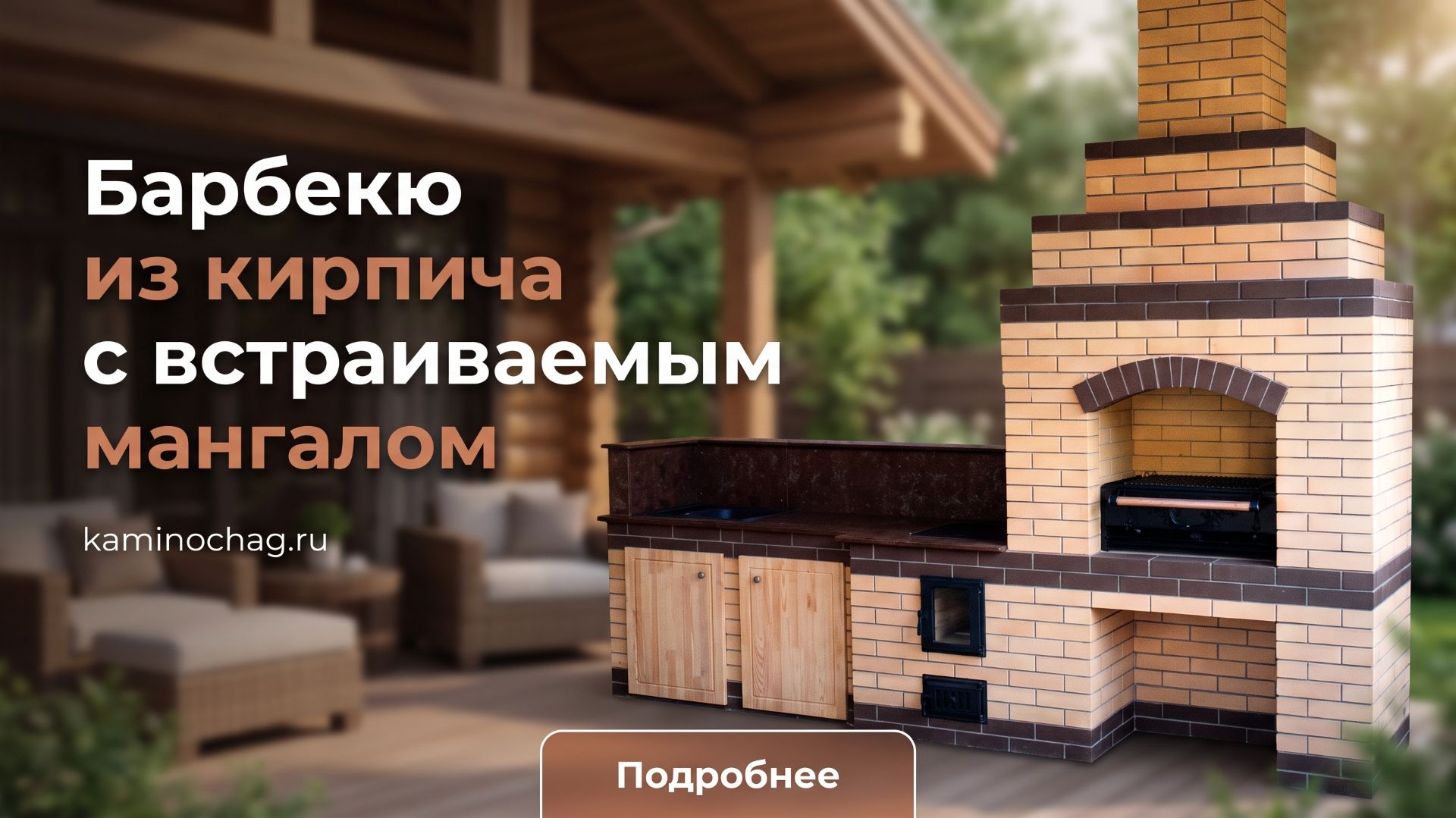 Барбекю из кирпича с встраиваемым мангалом