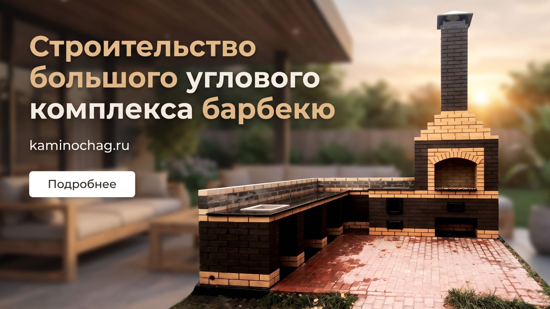 Строительство большого углового комплекса барбекю