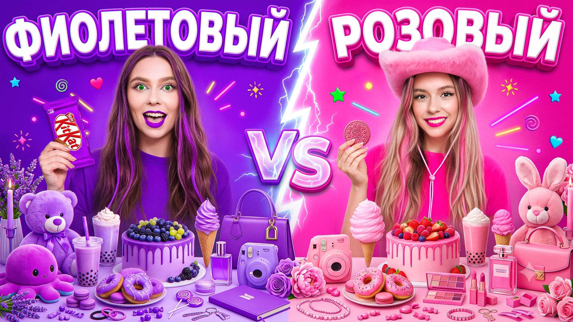 💜 Используем только ФИОЛЕТОВЫЕ и 🩷 РОЗОВЫЕ вещи 24 часа!