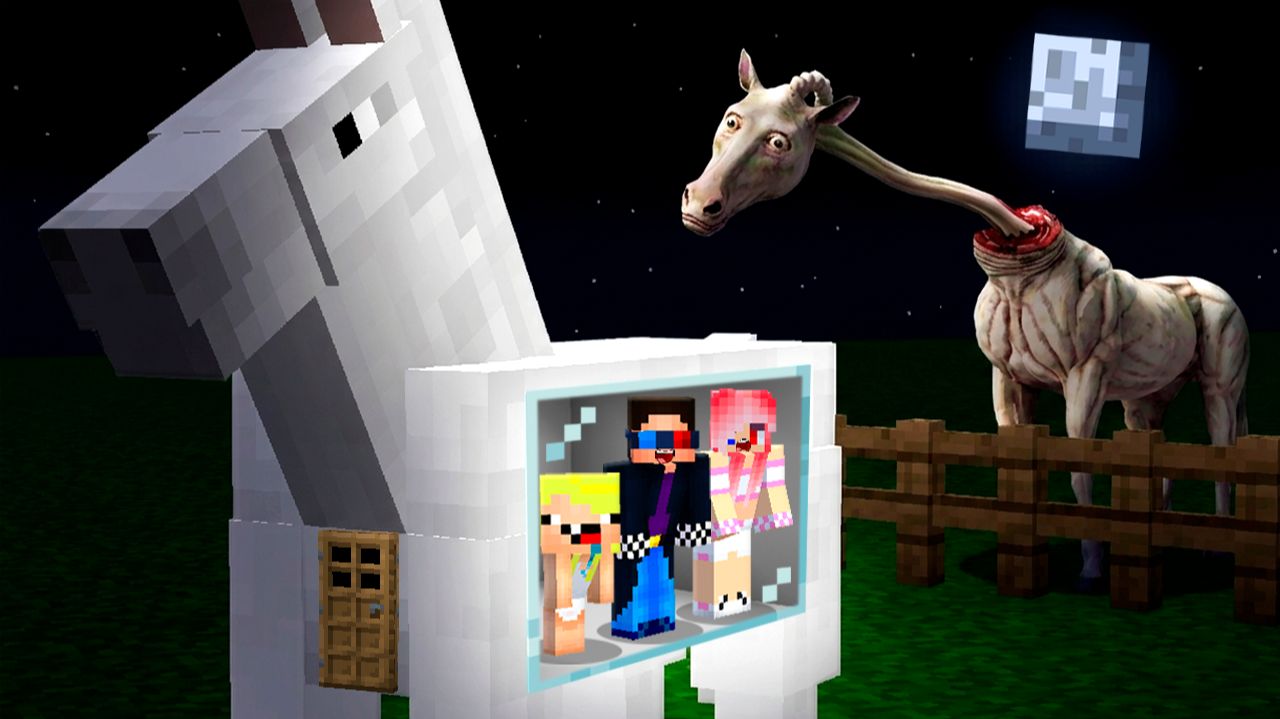 🐎СПРЯТАЛИСЬ В ЛОШАДИ ОТ ДЛИННОЙ ЛОШАДИ В МАЙНКРАФТ! ШЕДИ MINECRAFT