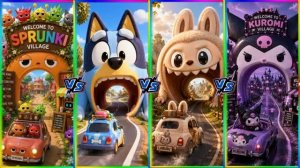 🎵 МЕГА-ГОНКА В ТУННЕЛЕ! 🚗 Музыкальный Спрунки 🆚 Блуи 🆚 Лабубу 🆚 Куроми в Тайлс Хоп! 🚀🔥