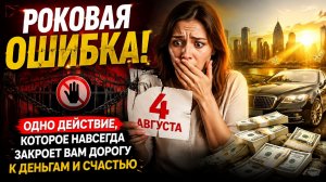 Роковая ошибка 4 августа. Одно действие навсегда закроет дорогу к деньгам.