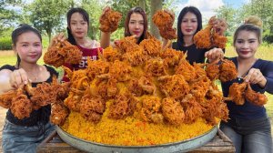 Потрясающий рецепт хрустящей курицы и жареного риса | рецепт деревенской кухни.