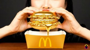 Золотая картошка фри и фастфуд AI ASMR Mukbang Eating (на удивление удовлетворительно)