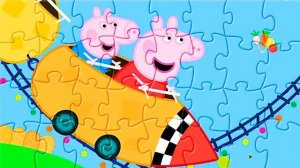 Свинка Пеппа и Джордж в луна парке-собираем пазл для детей Peppa pig and George in Luna Park-puzzles