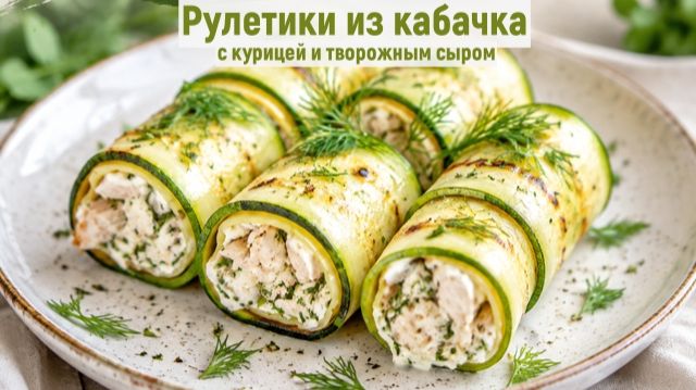 Рулетики из кабачка с курицей и творожным сыром, просто и вкусно✨